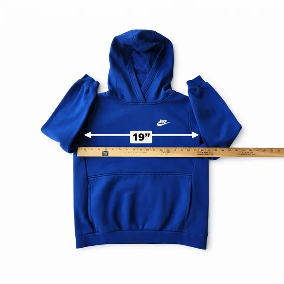 Nike Youth XL Blue Pullover Hoodie Small Swoosh Fleece Sweatshirt Kids - Picture 3 of 8